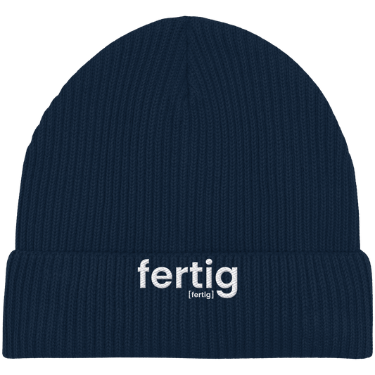 fertig. – Bio Fisherman Beanie mit lässigem Strick