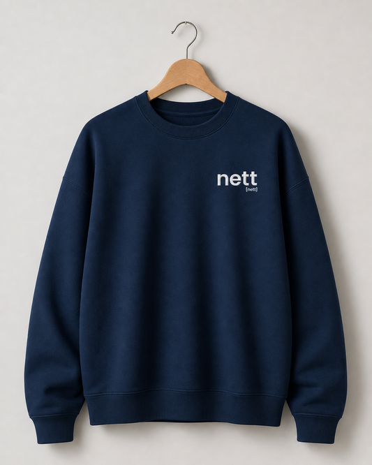 Dunkelblaues Oversized Sweatshirt nett von JoisPulse, flach liegend fotografiert