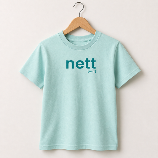 Türkisfarbenes Kinder T-Shirt nett von JoisPulse, flach liegend fotografiert