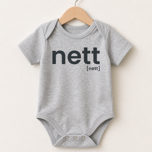 Grauer Baby Body nett von JoisPulse, flach liegend fotografiert