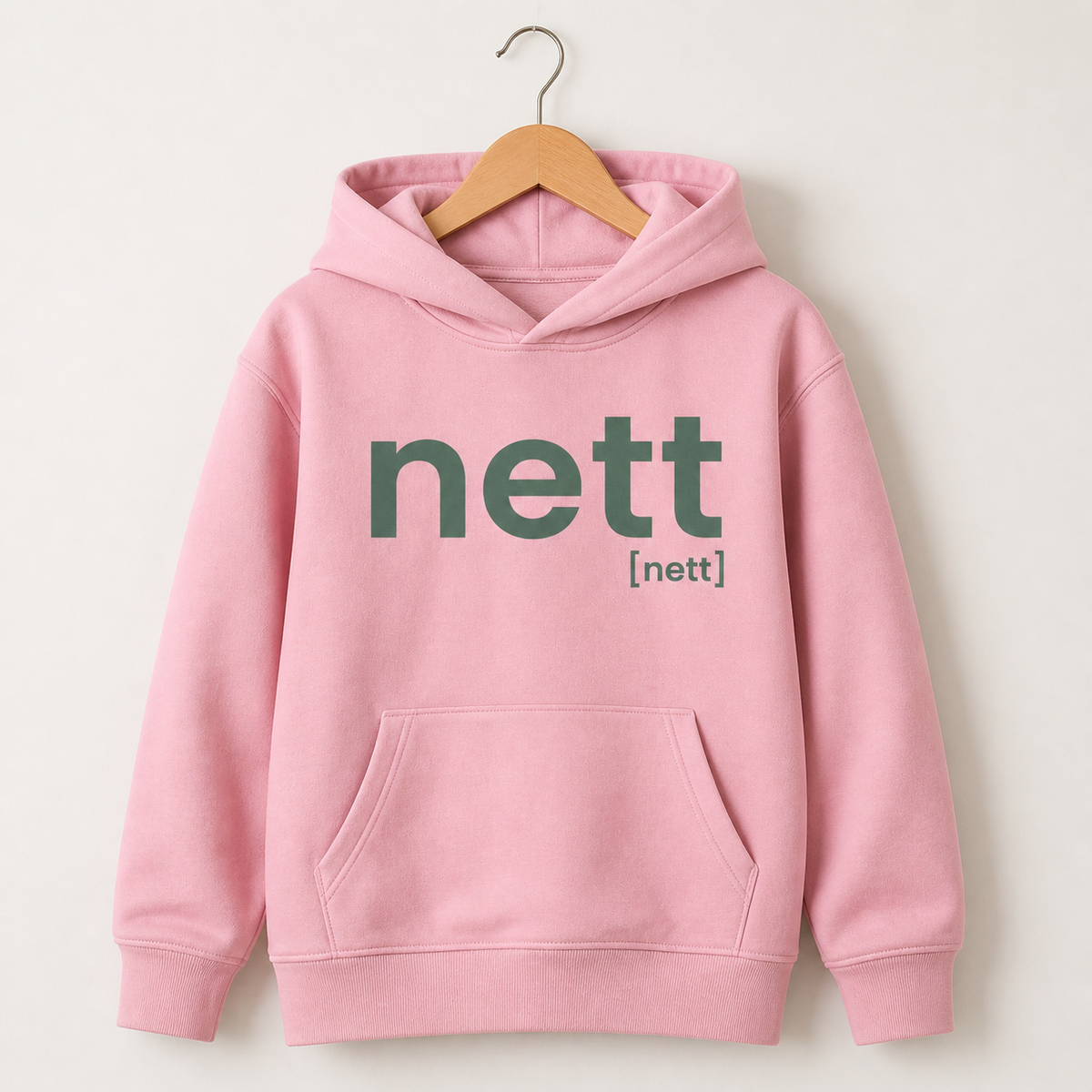 Rosafarbener Kinder Hoodie nett von JoisPulse, flach liegend fotografiert