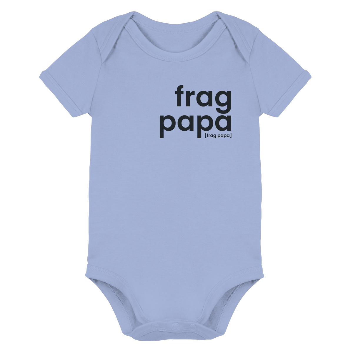 Hellblauer Baby Body frag papa von JoisPulse in Dusty Blue, flach liegend fotografiert