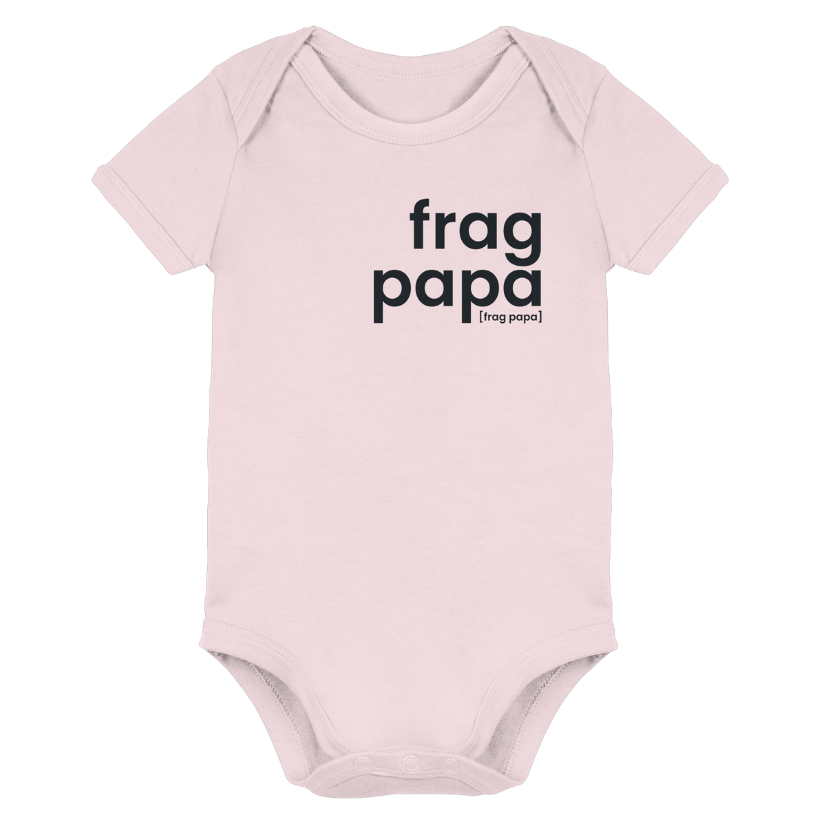 Rosafarbener Baby Body frag papa von JoisPulse in Powder Pink, flach liegend fotografiert