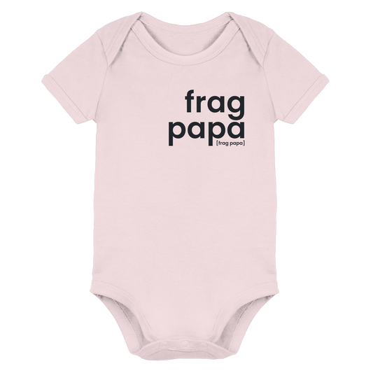 Rosafarbener Baby Body frag papa von JoisPulse in Powder Pink, flach liegend fotografiert