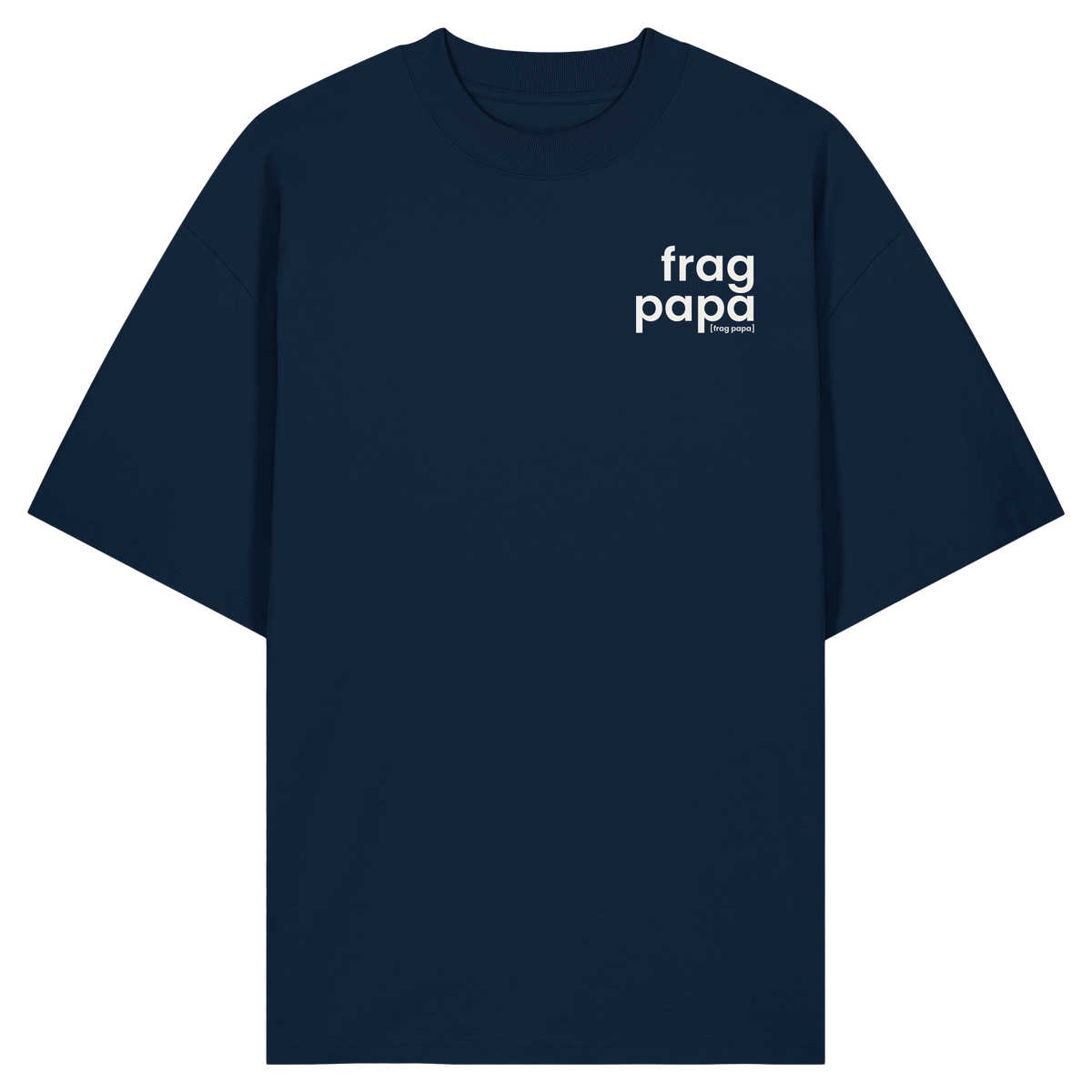 Dunkelblaues Oversized T-Shirt frag papa von JoisPulse, flach liegend fotografiert