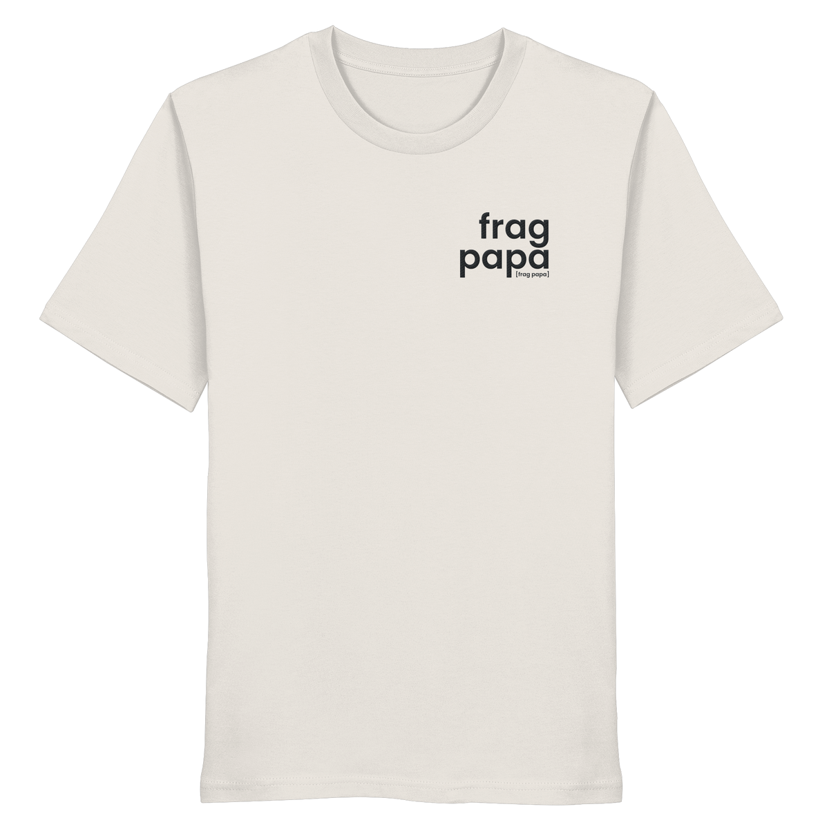 Off-white Bio T-Shirt frag papa von JoisPulse, flach liegend fotografiert