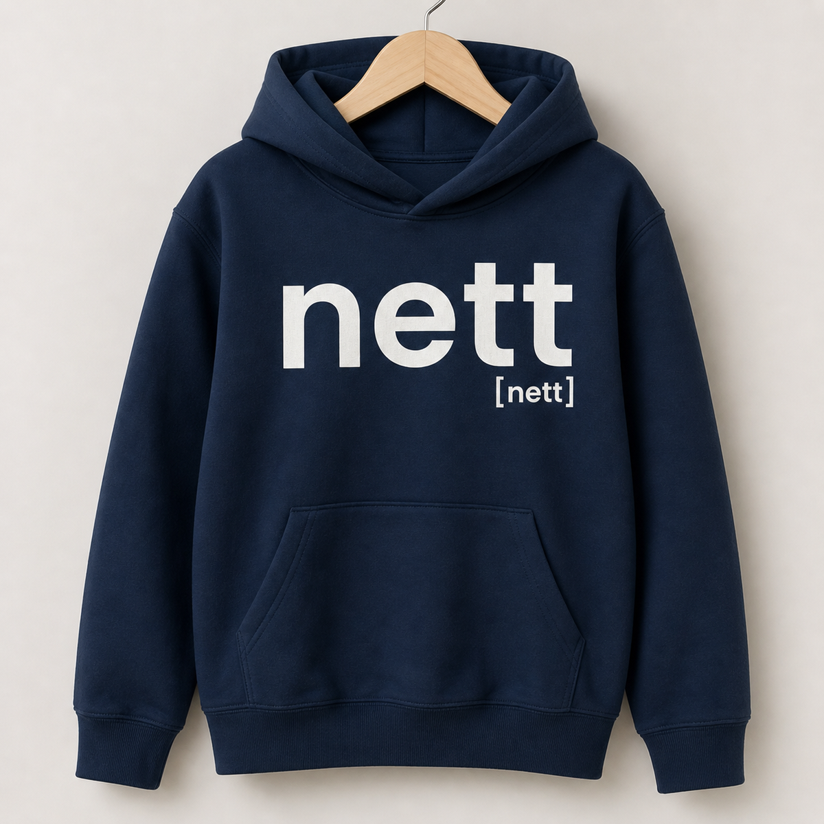 Dunkelblauer Kinder Hoodie nett von JoisPulse, flach liegend fotografiert