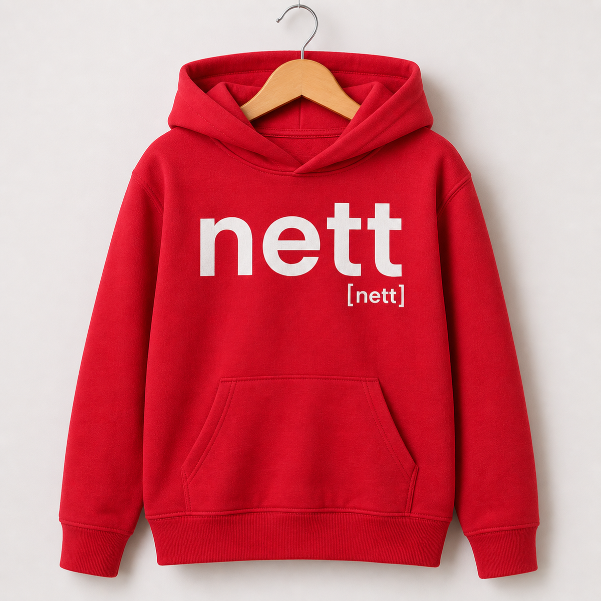Roter Kinder Hoodie nett von JoisPulse, flach liegend fotografiert
