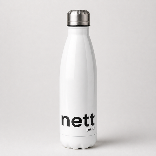 Weiße Edelstahl-Thermoflasche nett von JoisPulse, 500 ml, flach liegend fotografiert