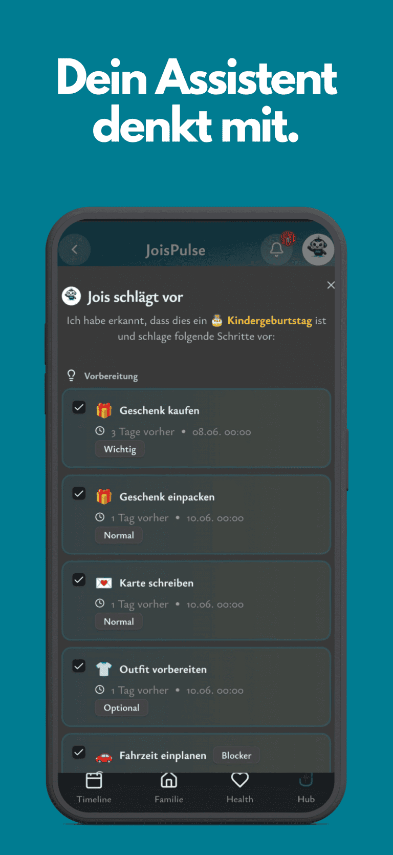Familienassistent für einfache Organisation und Planung.